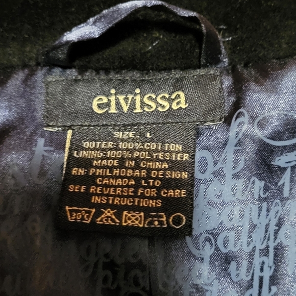 Eivissa Black Velvet Button Up Blazer with Stunning Embroidery! Size Large - Picture 6 of 10